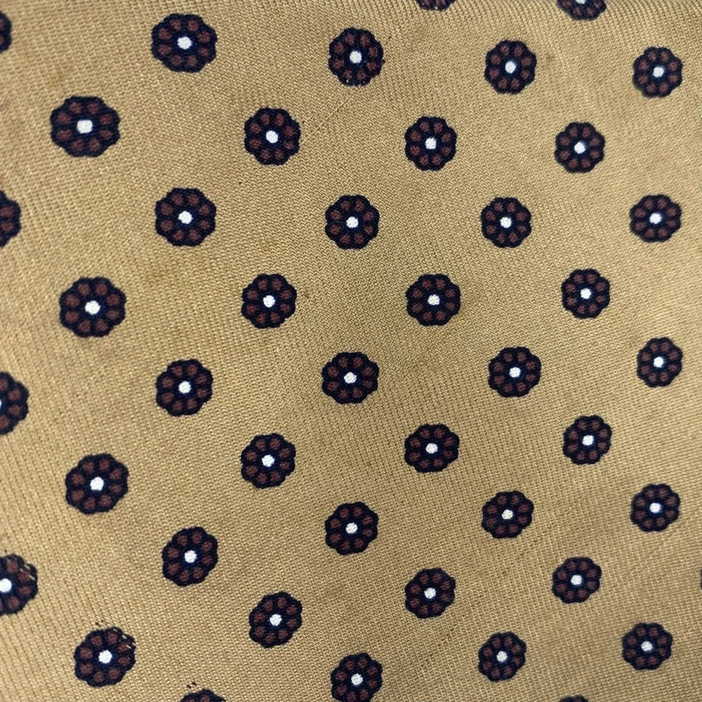 REDMOND & ROSS Silk Tie Mens Tan Brown Floral Dot Classic Dress 3x59‎ Foulard